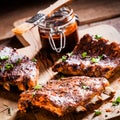Barbecued ribs in a spicy marinade Royalty Free Stock Photo
