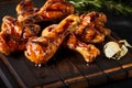 Barbecued spicy chicken wings and legs Royalty Free Stock Photo