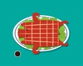 Barbecued suckling pig in flat style, vector