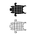 Barbecued suckling pig icons and symbol, vector