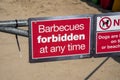 Barbecues banned sign. UK