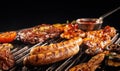 Barbecuing an assortment of meat Royalty Free Stock Photo