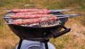 Barbecuing shish kebab