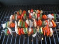 Barbecuing Shrimps & vegetables Royalty Free Stock Photo