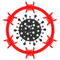 Barbed Coronavirus Zone Raster Icon Flat Illustration