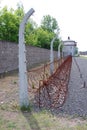 Barbed fence dead zone in Sachsenhausen nazi camp
