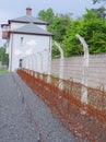 Barbed fence dead zone in Sachsenhausen nazi camp