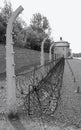 Barbed fence in Sachsenhausen nazi camp.