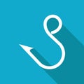 Barbed fish hook illustration. Traveling flat vector icon Royalty Free Stock Photo