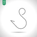 Barbed fish hook illustration. Traveling flat vector icon Royalty Free Stock Photo