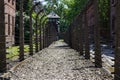 Barbed wire around the Auschwitz-Birkenau concentration camp. Oswiecim, Poland, 16 May 2022 Royalty Free Stock Photo