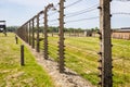 Barbed wire around the Auschwitz-Birkenau concentration camp. Oswiecim, Poland, 16 May 2022 Royalty Free Stock Photo