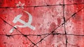 Barbed wire on the background of the flag of the USSR Royalty Free Stock Photo