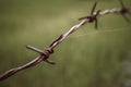 Barbed wire. Barbed wire on fence to feel worrying Concept Royalty Free Stock Photo