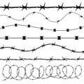 Barbed wire black silhouettes vector frame borders Royalty Free Stock Photo