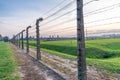 Barbed wire in a concentration camp in Auschwitz (Poland)