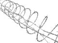 Barbed wire curled in spiral