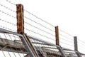 Barbed wire on a cutting fence, on a white background. Isolate