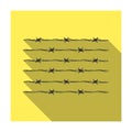 Barbed wire for detaining criminals in prison. A fence in prison.Prison single icon in flat style vector symbol stock