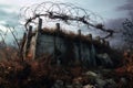 barbed wire fence encircling forgotten base