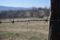 Barbed wire fence for the restricted area