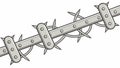 Barbed Wire Fence Section: Deterrent Security Barrier, vector design Generative AI Royalty Free Stock Photo