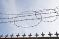 Barbed wire fence silhouette with sky Royalty Free Stock Photo