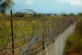 Barbed wire fenced territory airport