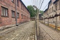 Barbed wire fences at Auschwitz - Birkenau Nazi Concentration Camp Royalty Free Stock Photo