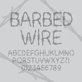 Barbed Wire Font and Numbers Royalty Free Stock Photo