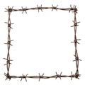 Barbed wire frame isolated on white background Royalty Free Stock Photo