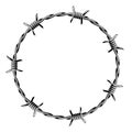 Barbed wire frame. Sharp barbwire border chain. Royalty Free Stock Photo