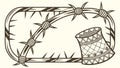 Barbed Wire Frame with Tribal Drum Element Vector, vector design Generative AI Royalty Free Stock Photo