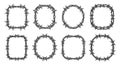 Barbed Wire Frames Collection: Circles and Rectangles Royalty Free Stock Photo
