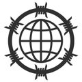 Barbed Wire Globe Vector Icon Flat Illustration Royalty Free Stock Photo