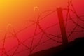 Barbed wire on gradient background