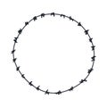 Barbed wire graphic sign. Frame circle from barbed wire. Symbol of not freedom. Vector illustration