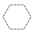 Barbed wire hexagon frame monogram on the white background. Isolated illustration Royalty Free Stock Photo