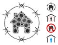 Barbed Wire House Collage of CoronaVirus Icons