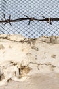 Barbed Wire Lines against a Blue Sky Royalty Free Stock Photo