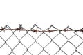 Barbed Wire Mesh Fence, Rust Barb Detail, Isolated Horizontal Rusty Barbwire, Old Aged Weathered Rusted Grey Iron, Grungy Large Royalty Free Stock Photo