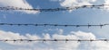 Barbed wire on the metal fence of the prison Royalty Free Stock Photo