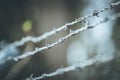 Lines of barbed wire to demarcate the border