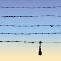 Barbed wire and padlock Royalty Free Stock Photo