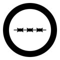 Barbed wire prison concept icon in circle round black color vector illustration image solid outline style Royalty Free Stock Photo