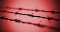Barbed wire and the red background Royalty Free Stock Photo