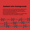 Barbed wire red background with place for text. Vector.