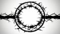 Barbed wire round frame, freedom from prison. Generative AI Royalty Free Stock Photo