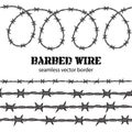 Barbed wire seamless border. Vector. Royalty Free Stock Photo