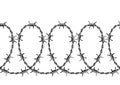 Barbed wire seamless pattern. Sharp barbwire border chain. Royalty Free Stock Photo